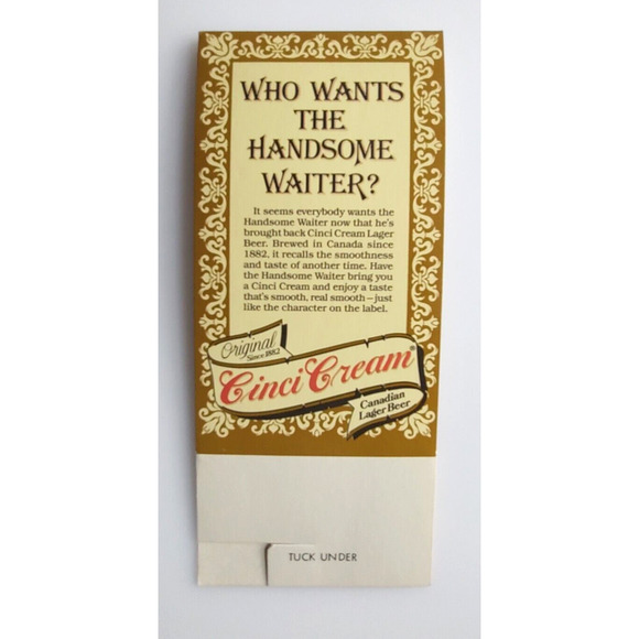 Cinci Cream Canadian Lager Beer Handsome Waiter Table Sign Advertising Vintage - Picture 4 of 4